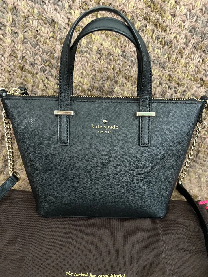 Bolso Bandolera Kate Spade Negro Nueva York Harmony Cadena y Correa de Cuero, con Bolsa para el Polvo Foto 3 de 4