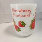 Anchor Hocking 1980 Vintage Milk Glass Strawberry Shortcake Coffee Cup  Mug