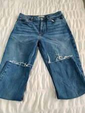 (841) Denim & Co Blue Jeans Size 16 Frayed Hem Cropped Ankle Grazer VGC