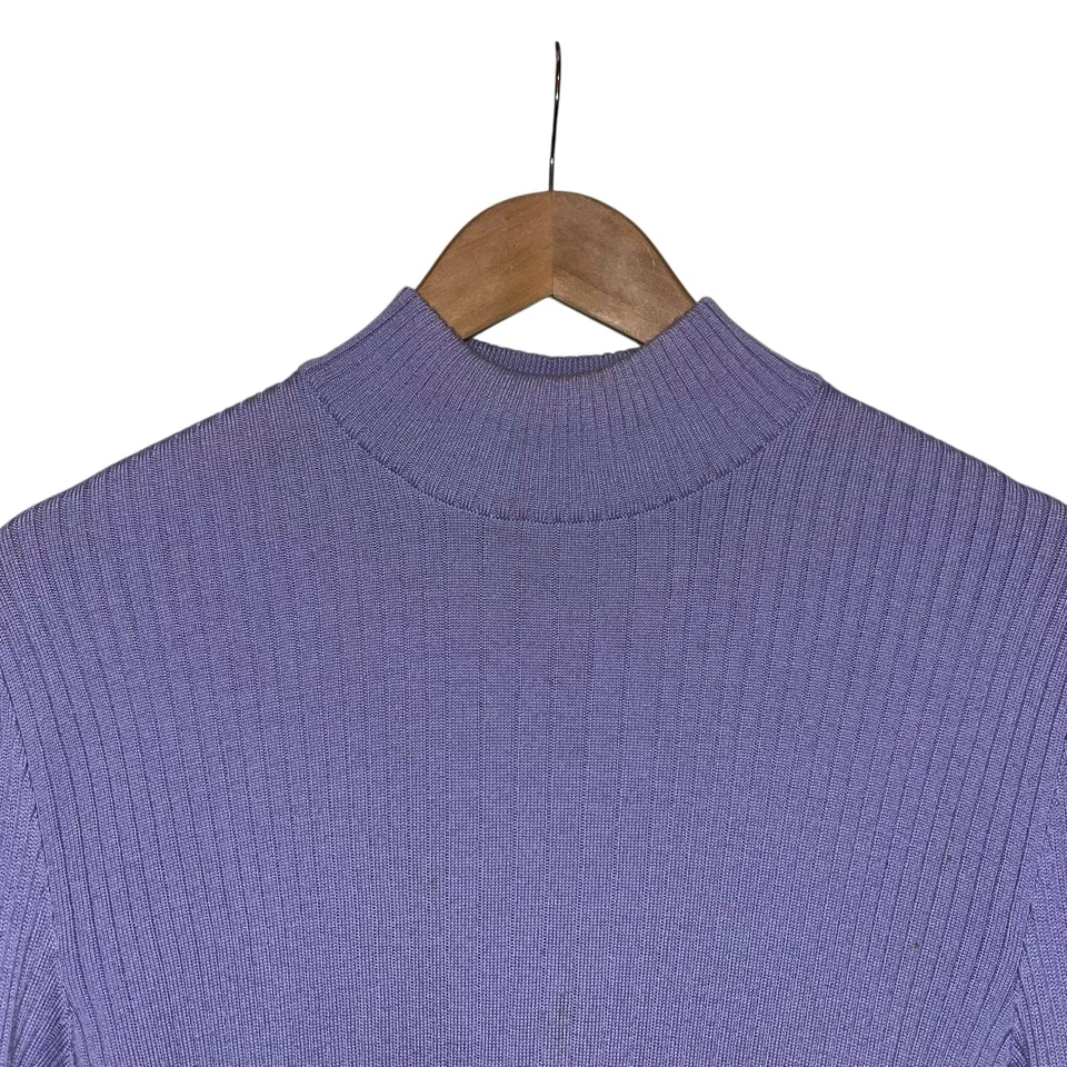 Suéter de malha vintage Basler puro novo lã tamanho 16 lilás com nervuras - Imagem 4 de 4
