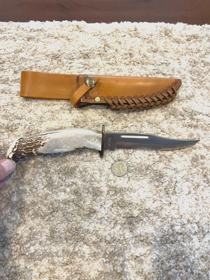 Cuchillo Ciervo Plata 12' Largo con Funda - Cuchillo de Caza (Nuevo) Excelente Estado Foto 3 de 4