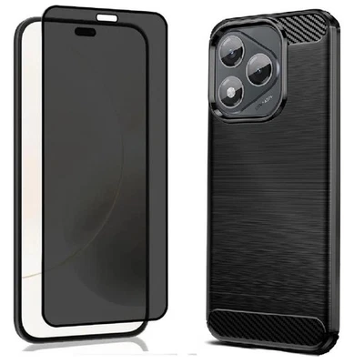 EF.GLOBE-TRADING Coque Etui Housse Carbone + Verre Trempé Anti Espion pour Honor 400 Lite / 400