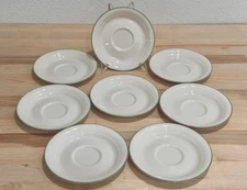 Lot Of 8 Corelle Coordinates Heirloom Bloom Olive Green Rim Deep Saucers in EUC