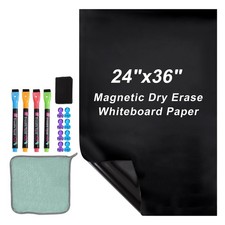 Magnetic Dry Erase Whiteboard Paper, 24"x36" Self Adhesive Black Board Sticke...