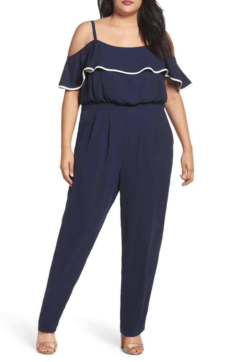 vince camuto lace trim jumpsuit