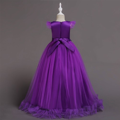 Elegant Flower Girls Wedding Bridesmaid Prom Gown Kids Princess Party Maxi Dress - Picture 59 of 133
