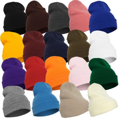 Yupoong Heavyweight Long Beanie Flap Knit Strick Wintermütze Flexfit Hat unisex 