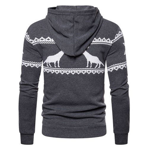 Mens Christmas Hooded Sweatshirt Long Sleeve Solid Slim Hoodie Pullover Jacket - Picture 27 of 33