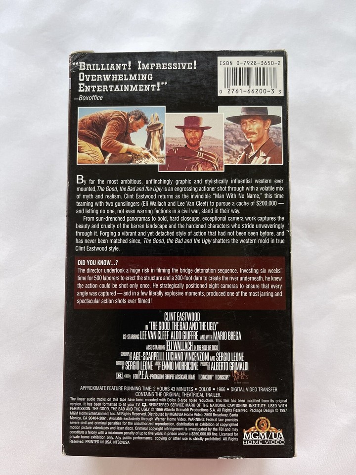The Good The Bad and The Ugly / VHS 2-Tape Set / with Clint Eastwood ...