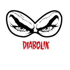 Diabolik occhi + scritta adesivi murali pvc nero rosso wal sticker cropped 2 PZ.