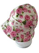 BNWT Girls Cute Cream & Flowers Jelly Beans Bucket Style Sun Hat 12 to 18 Months