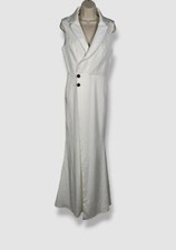  398 Ieena For Mac Duggal Women's White Sleeveless Wide Leg Jumpsuit Size 6