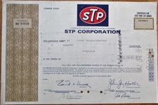 STP Corporation 1975 Stock Certificate, Motor Oil Brown