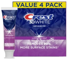 4 Packs Whitening Toothpaste – 3.7 oz Tube – Enamel Safe, Against Cavities