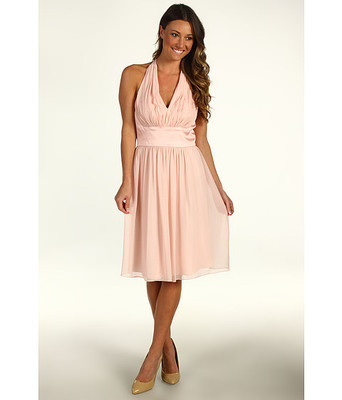 Donna Morgan Vivian Chiffon Halter Combo Waist Dress Pink Wedding Party  Size 10 | eBay
