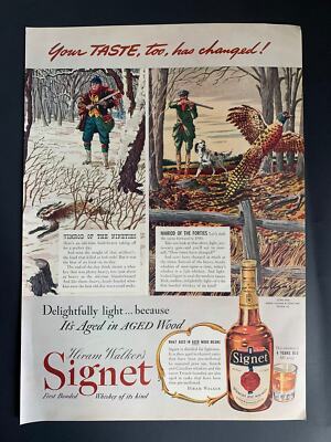 Vintage 1940 Hiram Walker s Signet Whiskey Ad