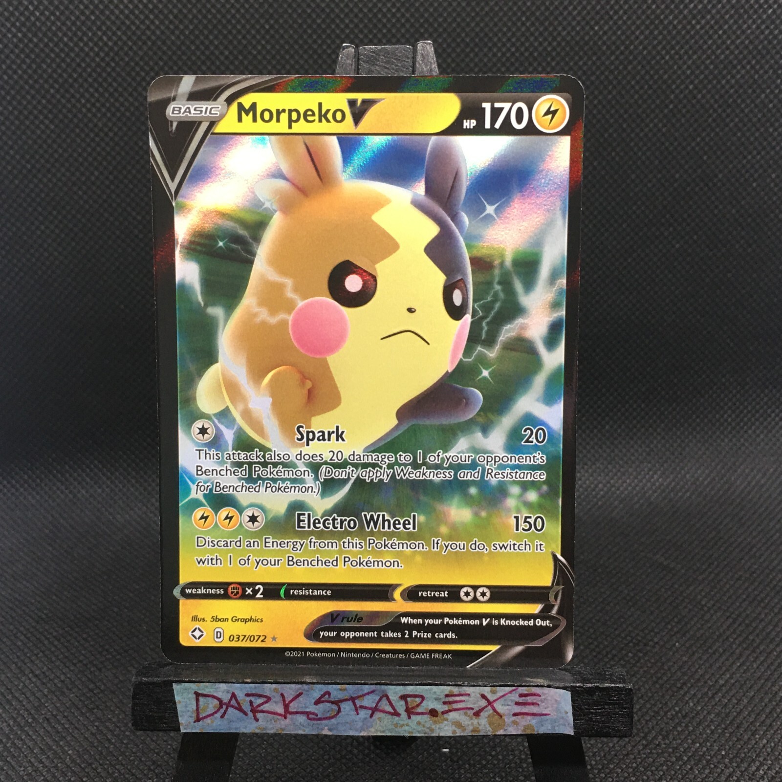 (FreeShipOvr$4)NM Morpeko V Shining Fates 037/072 Holo Ultra Rare Pokemon TCG