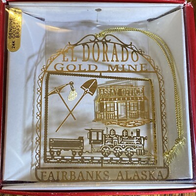Eldorado Gold Mine Fairbanks AK Nations Treasure 3D 24Kgold finish brass ornamnt