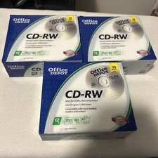 Office Depot Brand 10 Pack CD-RW 12X Speed 700MB 80Min Music Data Photos 3 Total