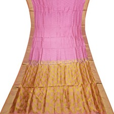 Vintage Pink Sarees 100 Pure Silk Zari Handwoven Premium Sari 5YD Craft Fabric