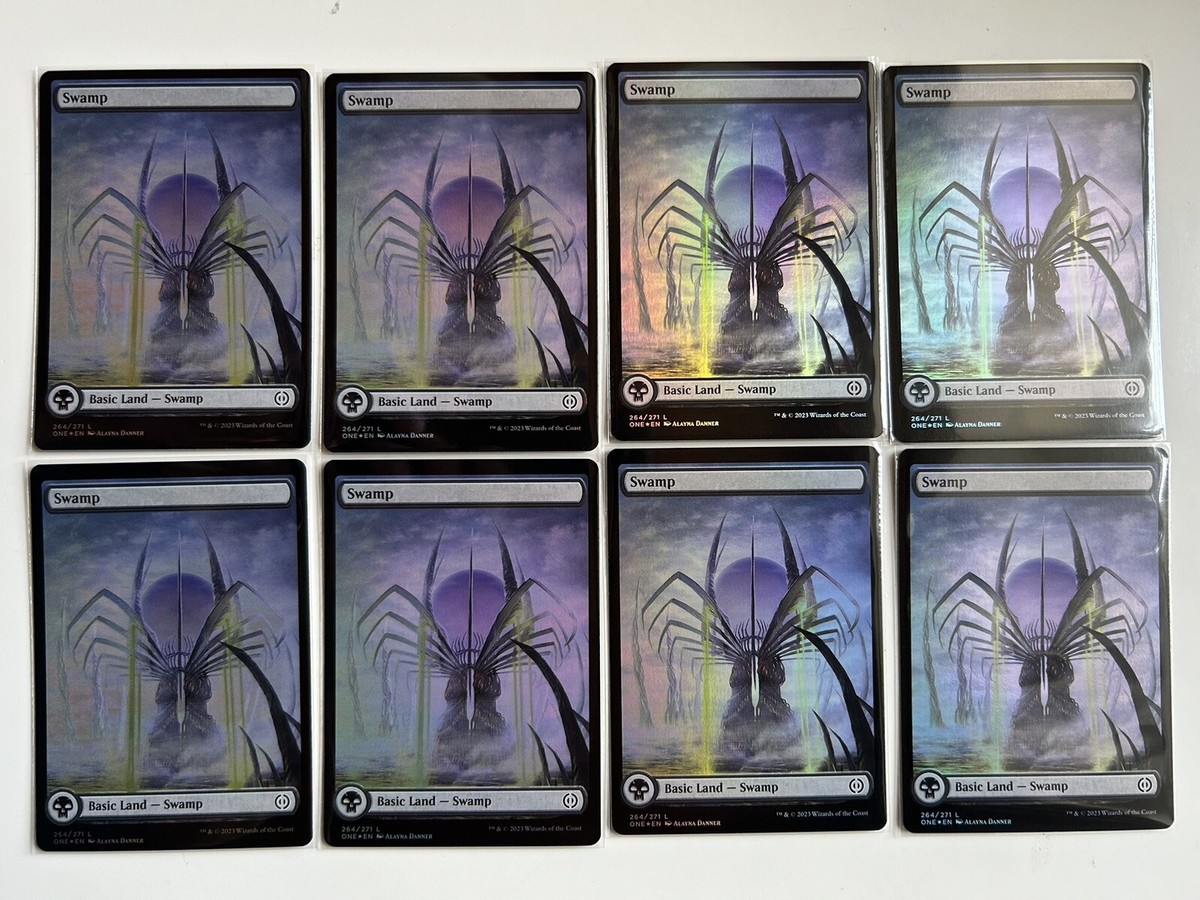 40 x MTG Phyrexian Foil Full Art Basic Lands Phyrexia All Will Be