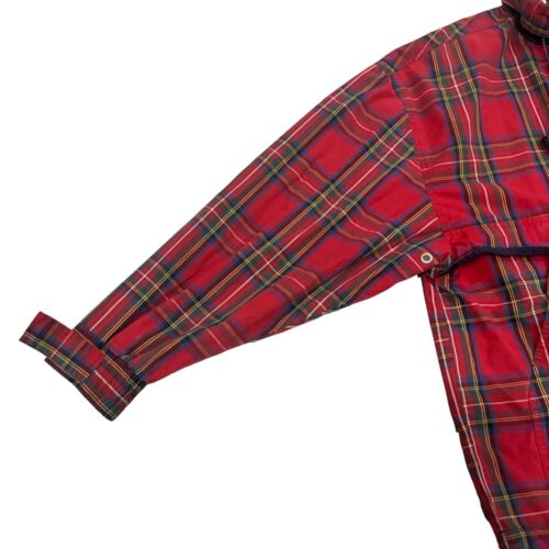 Vintage Chaps Ralph Lauren Anorak Pullover Jacket Red Plaid Large Royal Stewart - Picture 9 of 12