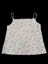 Loft Women's Size Large Tank Top Shirt White Blush Floral Spaghetti Strap EUC