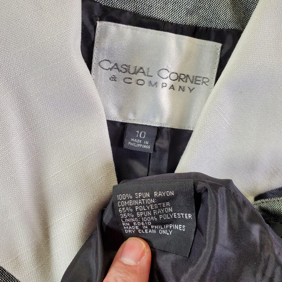 Conjunto de traje blazer y falda informal de esquina gris a cuadros de pájaro botones decorativos 10 Foto 3 de 4