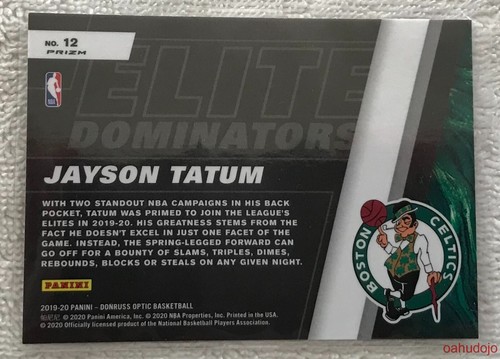 2019-20 Donruss Optic Jayson Tatum #12 Elite Dominators Holo Prizm Boston Celtic - Imagen 2 de 2