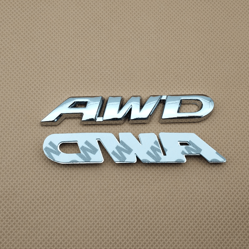 2Pcs Metal Chrome AWD Letters Badge Trunk Fender Silver Car Emblem Sticker Decal - Bild 6 von 6