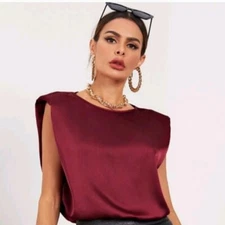 Shein Magenta Satin Like Blouse