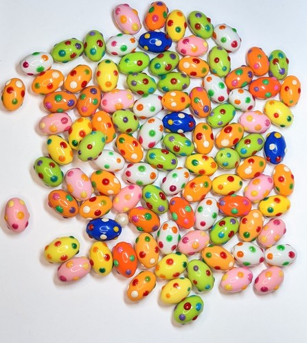 Easter Egg Beads Oval Polka Dot Beads for Jewelry Making Kids Jewelry 50 pcs - Picture 3 of 10