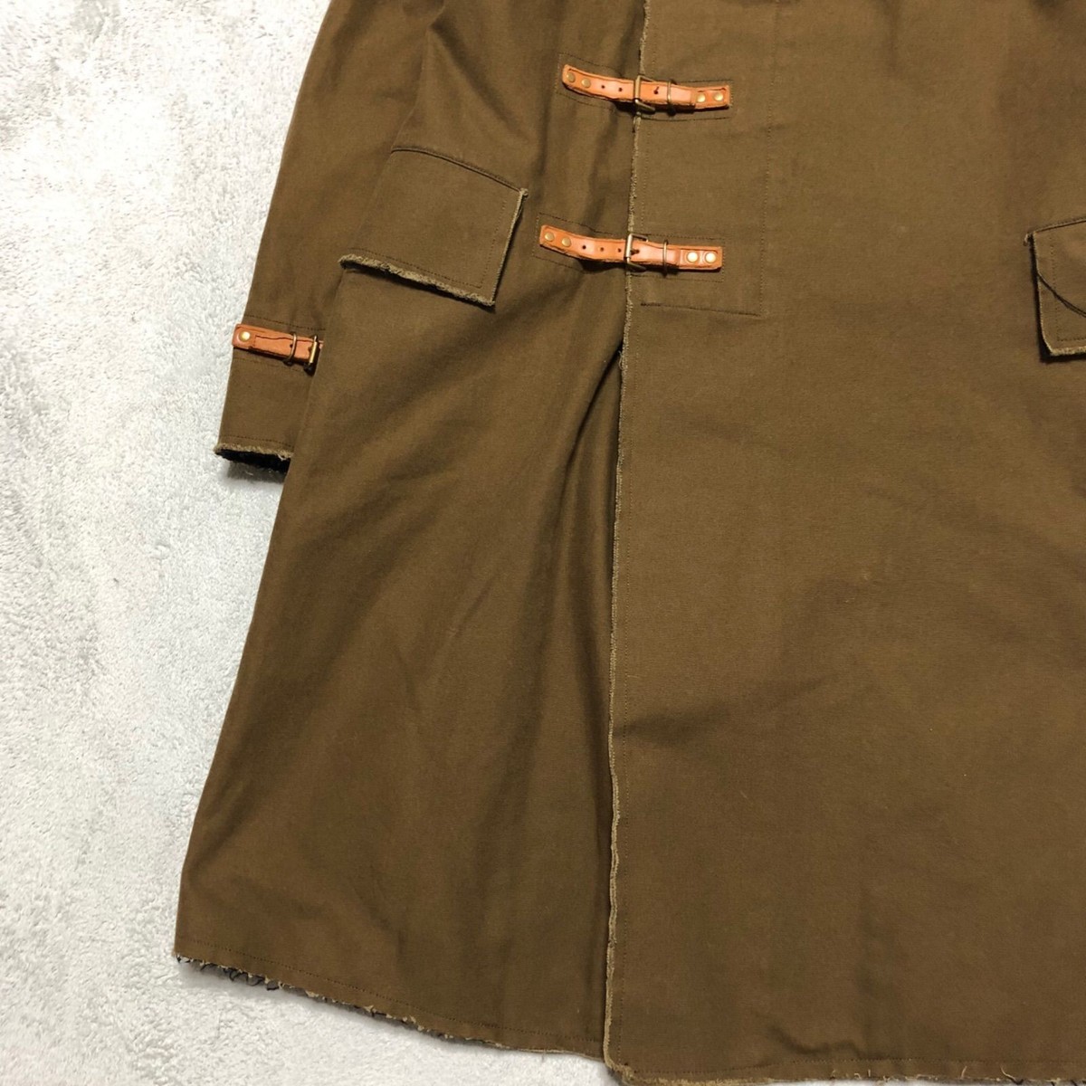 Rare Paul Smith Balmacaan Coat Uncut Cotton Wool Cowhide size-L