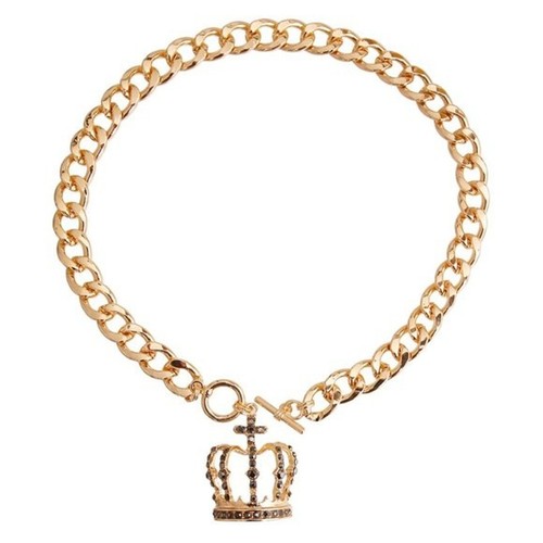 Gold Metall Kubanische Kette Königin Krone Strass Knebel Statement Halskette NEU - Bild 2 von 2