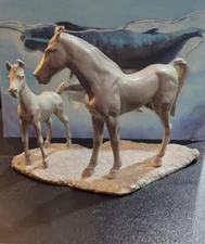 Rawcliffe Pewter Figurine Two Horses - Vintage 1977  Collectible