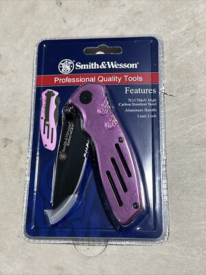 Smith & Wesson Extreme Ops SWA24SP Pocket Knife Liner Lock Pink Handle - NEW