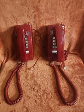 2 Vintage/Retro Wall Phones for Landline With Light Up Message Light. Red.