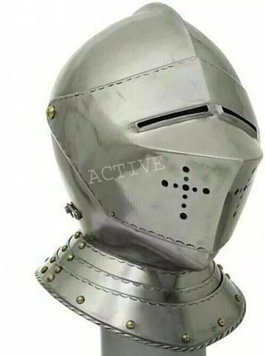 Christmas Medieval LARP Knight Replica Engraved Warrior Helme Close Armor Silver - Picture 6 of 10