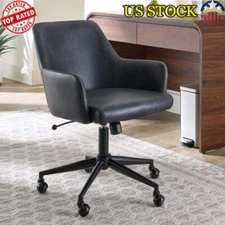 Faux Leather Office Chair W/ Swivel Caster Adjustable Height Comfortable Seating