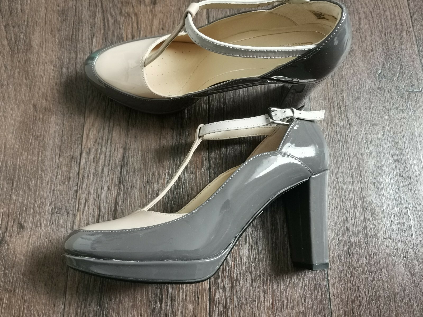 dark gray block heels