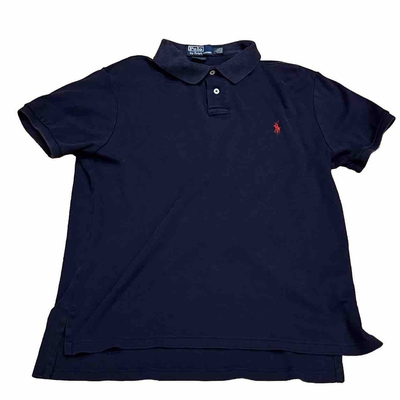 Ralph Lauren Polo Shirt Mens Large Navy Blue Red Logo Short Sleeve Golf L