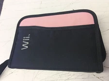 Nintendo Wii Nylon Miniature Carrying Case for Games Black Pink! See Pics!
