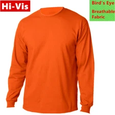 Hi Vis T Shirts High Visibility Safety Work Neon Orange Sports Wear Long Sleeve