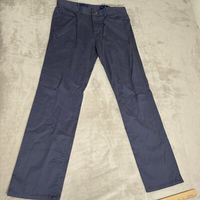 【mnem】Blue Stitch Cotton Pants Stitch Pants Mens 34x32 Blue Solid Cotton Britches Golf