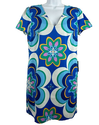 Donna Martin Bold Blue Floral Kaleidoscope Back Zip A Line Dress Size 6 NEW