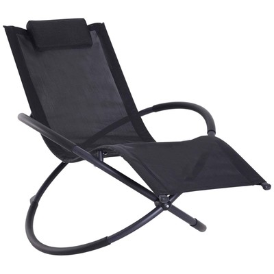 Orbital Lounger, Zero Gravity Terrassen-Chaiselongue, klappbarer Schaukelstuhl mit Kissen,