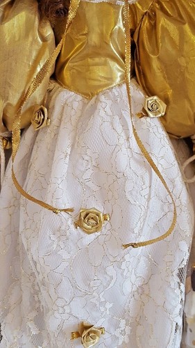LIMITED COLLECTION Vintage Porcelain Angel Doll Matching Miniature Ornament 16" - Picture 3 of 8