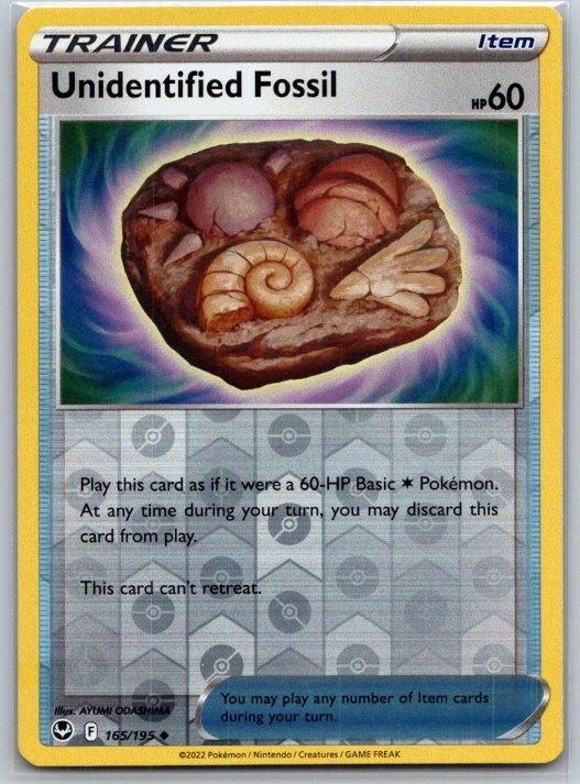 Unidentified Fossil 165/195 Uncommon Silver Tempest Pokemon Reverse Holo NM