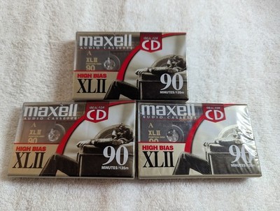 3 Maxell XLII 90 Audio Cassette Tapes High Bias Brand NEW SEALED Free Shipping