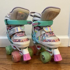 Sulifeel Rainbow Adjustable Light Up Glitter Wheels Roller Skates Size 10C-13C